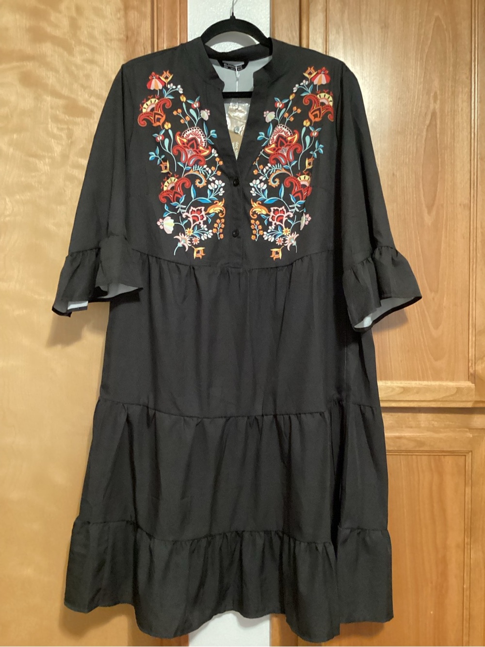 BloomChic Black Dress with Multicolor Floral Patterned bust, NWT, size 12